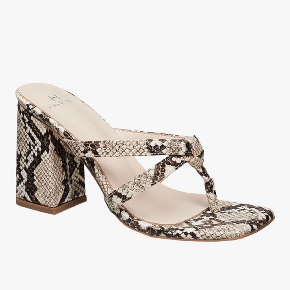 H by Halston Snakeskin Print Faux Leather High Heel Thong Sandals - Size 8.5 - Picture 1 of 11